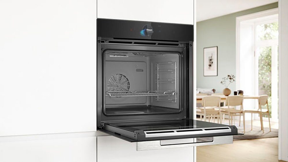 BOSCH Dampfbackofen Serie 8 HSG7584B1, mit Teleskopauszug nachrüstbar, ecoClean Direct