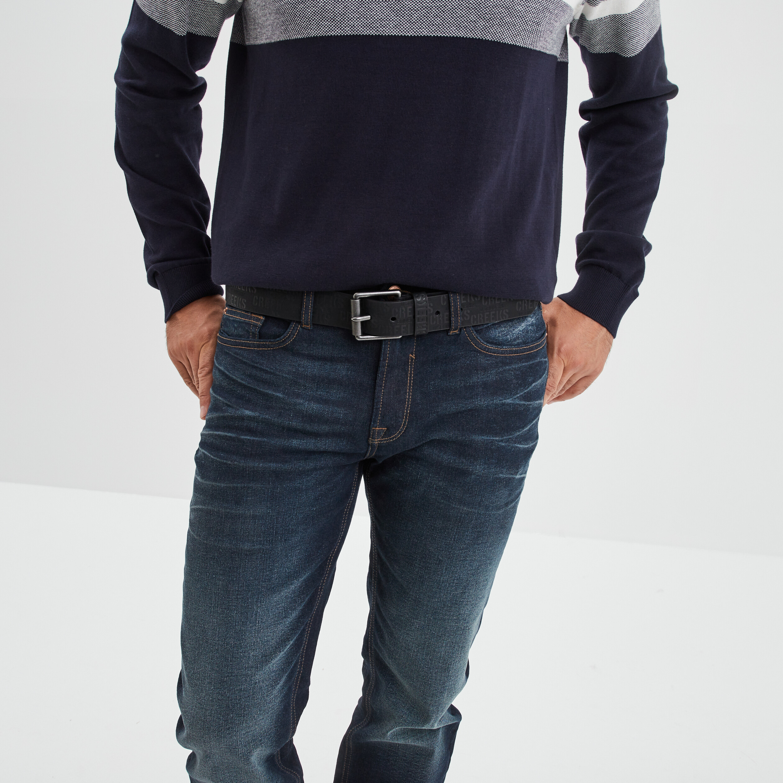 Ceinture embossée Creeks noir homme | La Halle