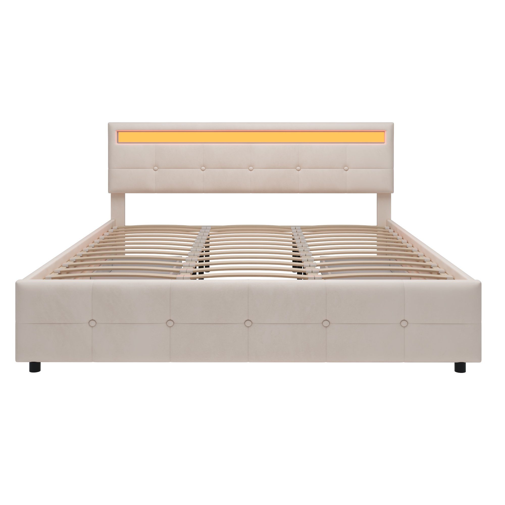 HAUSS SPLOE Polsterbett Polsterbett Doppelbett Funktionsbett Bettrahmen mit Schubladen (180 x 200 cm, Lattenrost und Rückenlehne, Matratze nicht enthaltet), Ohne Matratze