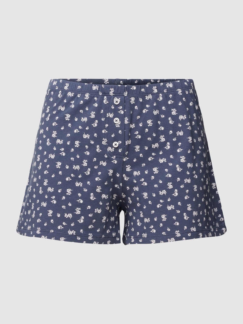 Shorts mit floralem Allover-Muster in neon blau