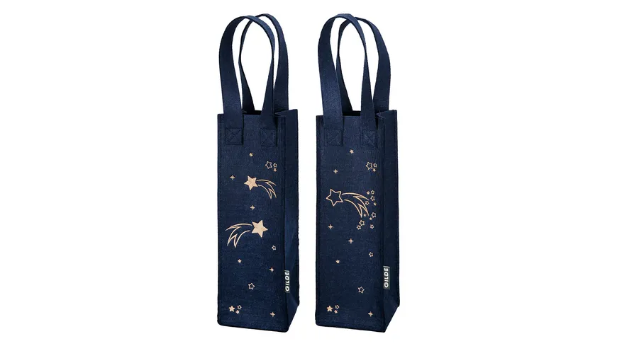 GILDE Weinflaschen Tasche Lichterglanz H=30cm nachtblau