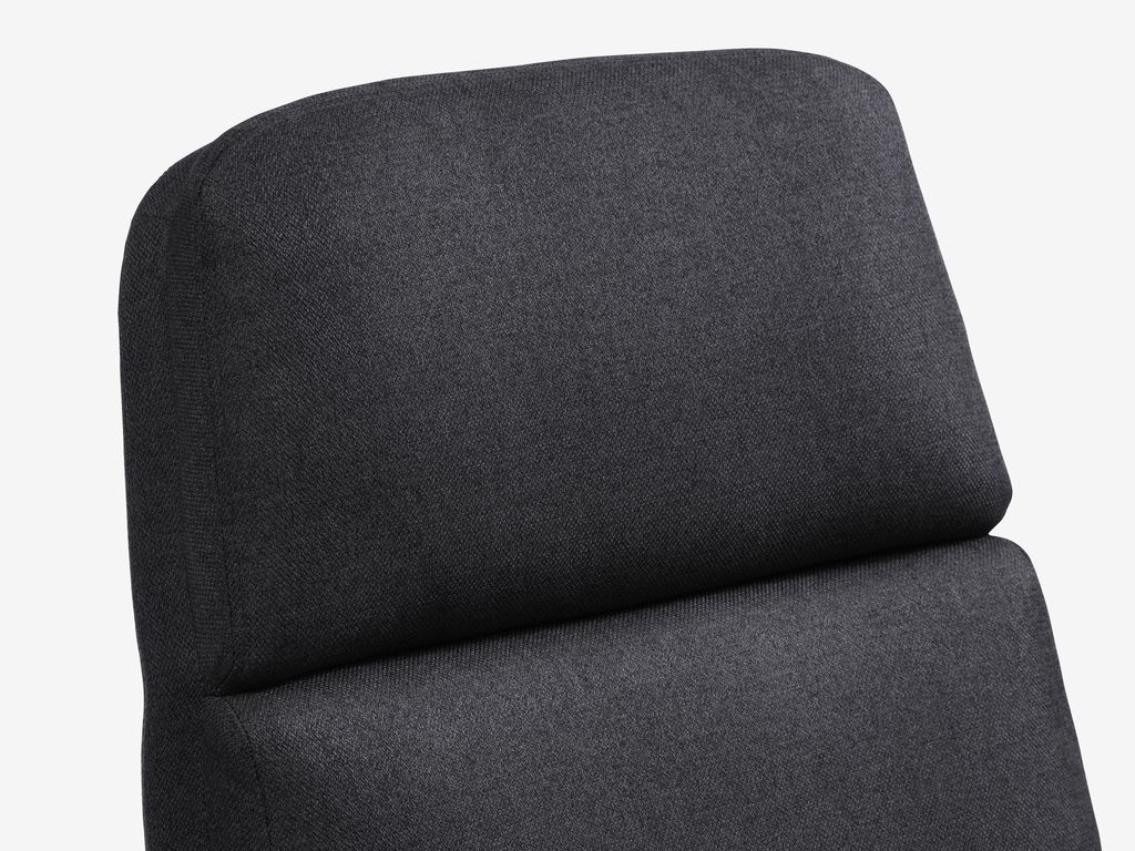 TANKEDAL lenestol med krakk, mørkegrått stoff