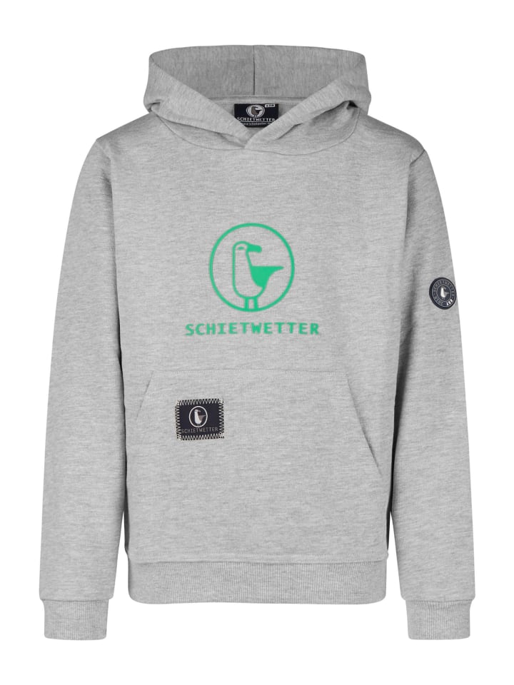 SCHIETWETTER Kinder Hoodie Toni Möwe in grey mel/neon green günstig kaufen