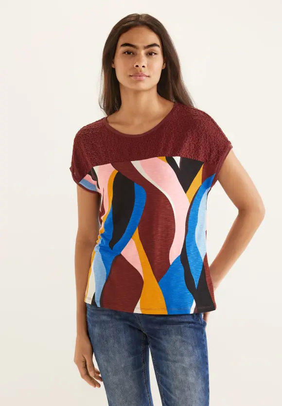 Street One Print Spitzen T-Shirt
