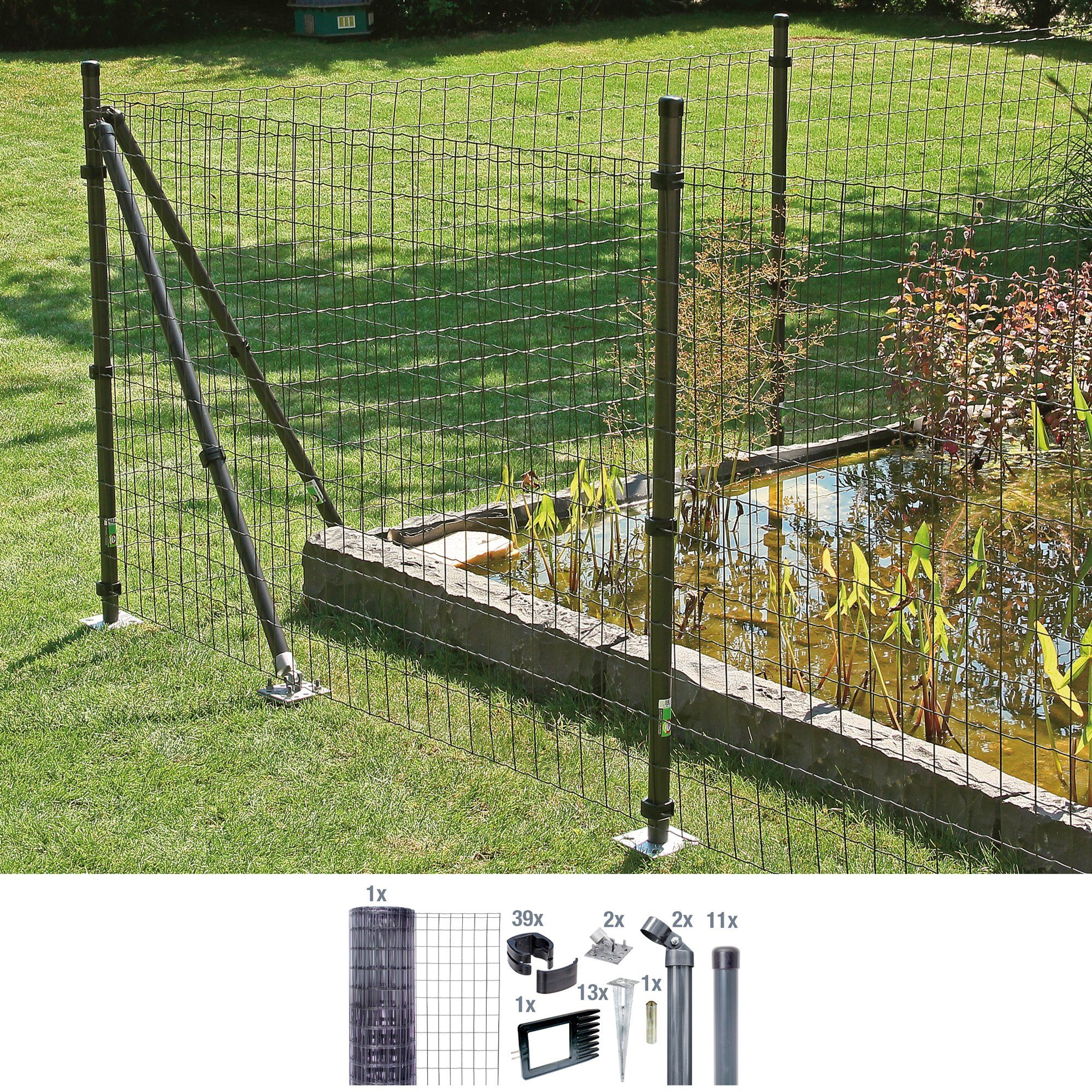 Alberts Schweißgitter Fix-Clip Pro®, (Set), 122 cm hoch, 25 m, anthrazit beschichtet, mit Bodenhülsen
