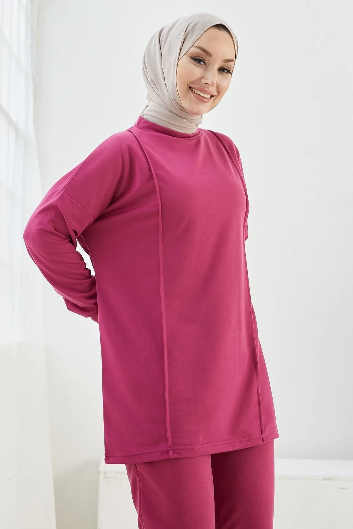 InStyle  Alsela Zweiteiliger Anzug mit Paspelierung – Fuchsia