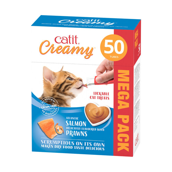 Katzensnack Creamy Lachs & Garnelen, 50 Stück