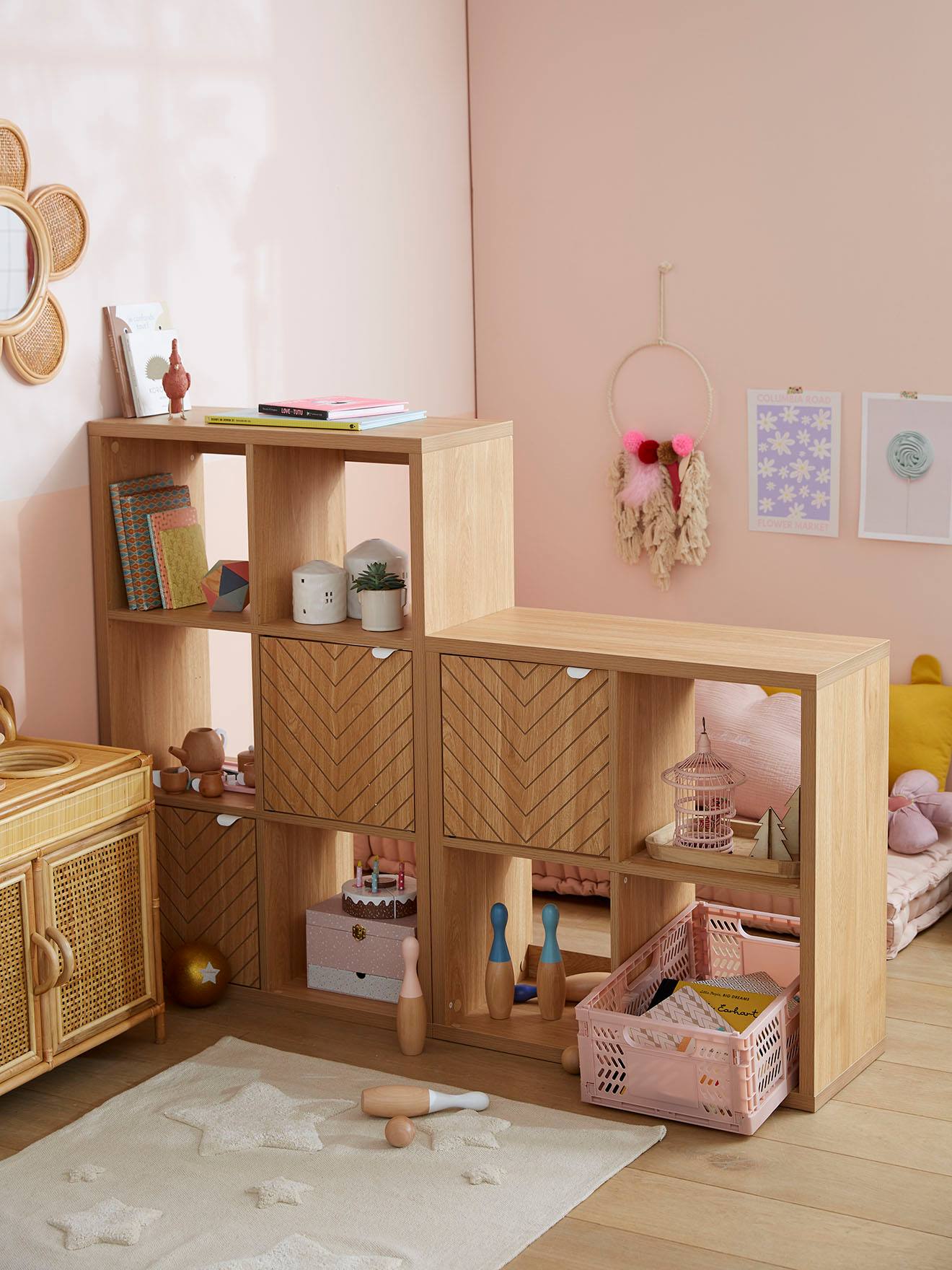 Vertbaudet Kinderzimmer Regalelement mit 4 Fächern CHEVRONS - braun
