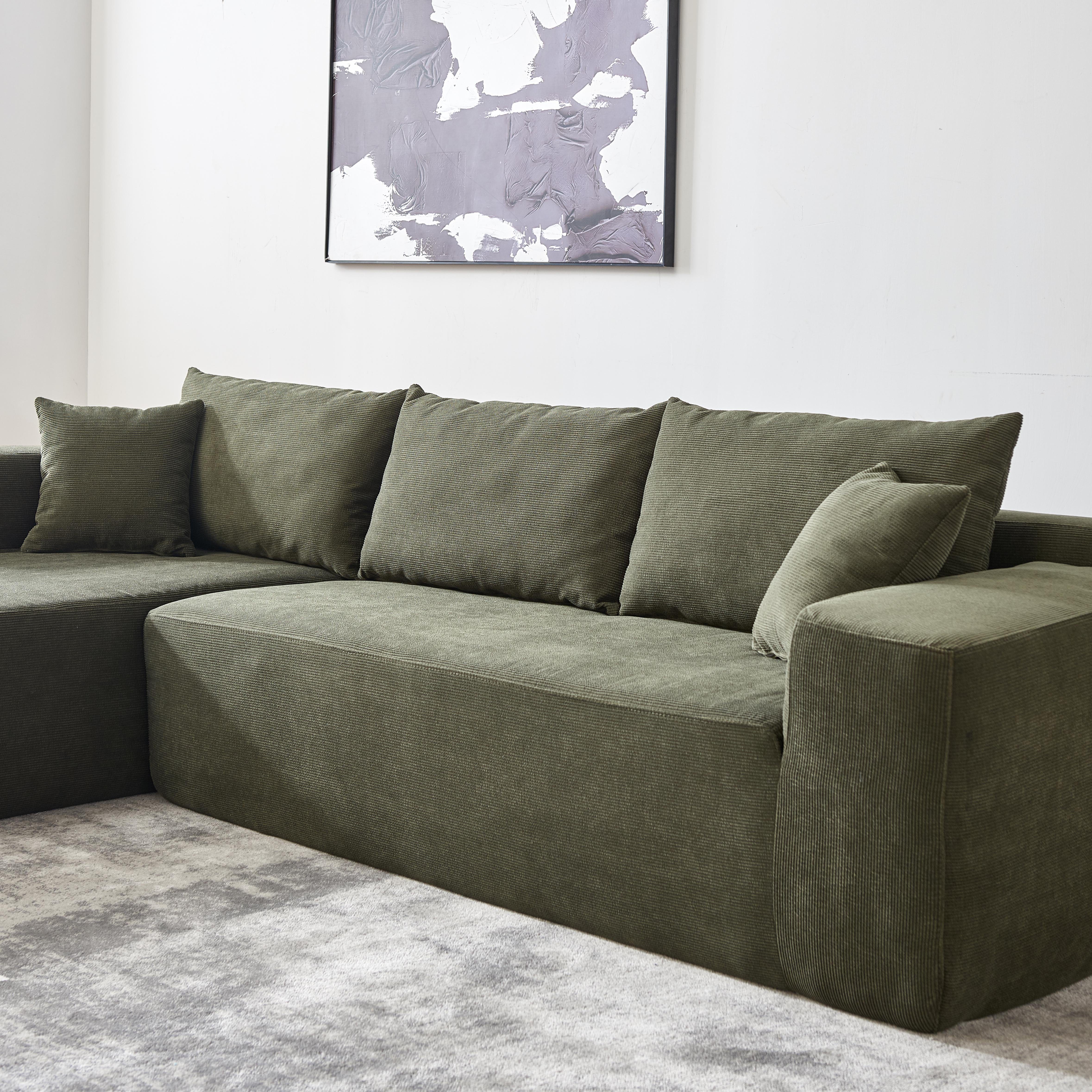 OKWISH Ecksofa L-Form Ecksofa Home affaire Ecksofa Chenille mit 5 losen Rückenkissen, Komprimierte Verpackung Gesamtmaße: 104,70 x 68,50 x 29,13 Zoll (L x B x H), 72 Stunden platzieren, um Flauschigkeit wiederherzustellen