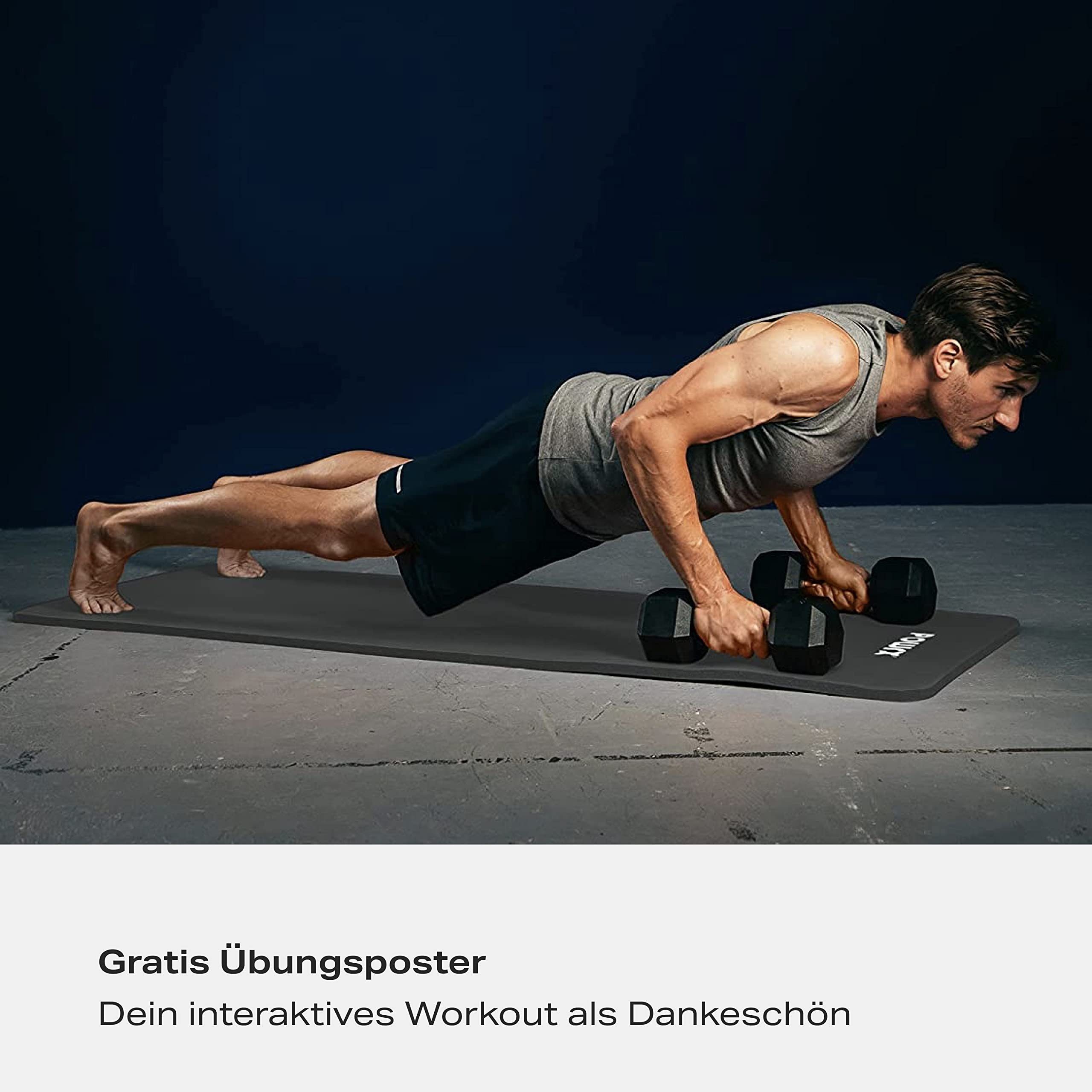 POWRX Yogamatte Gymnastikmatte Yogamatte (Schwarz 183x60x1cm), Matt Schwarz 183 X 60 X 1 Cm 183 X 60 X 1 Cm