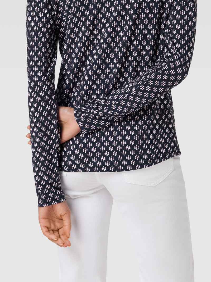 Bluse mit Allover-Muster in marineblau