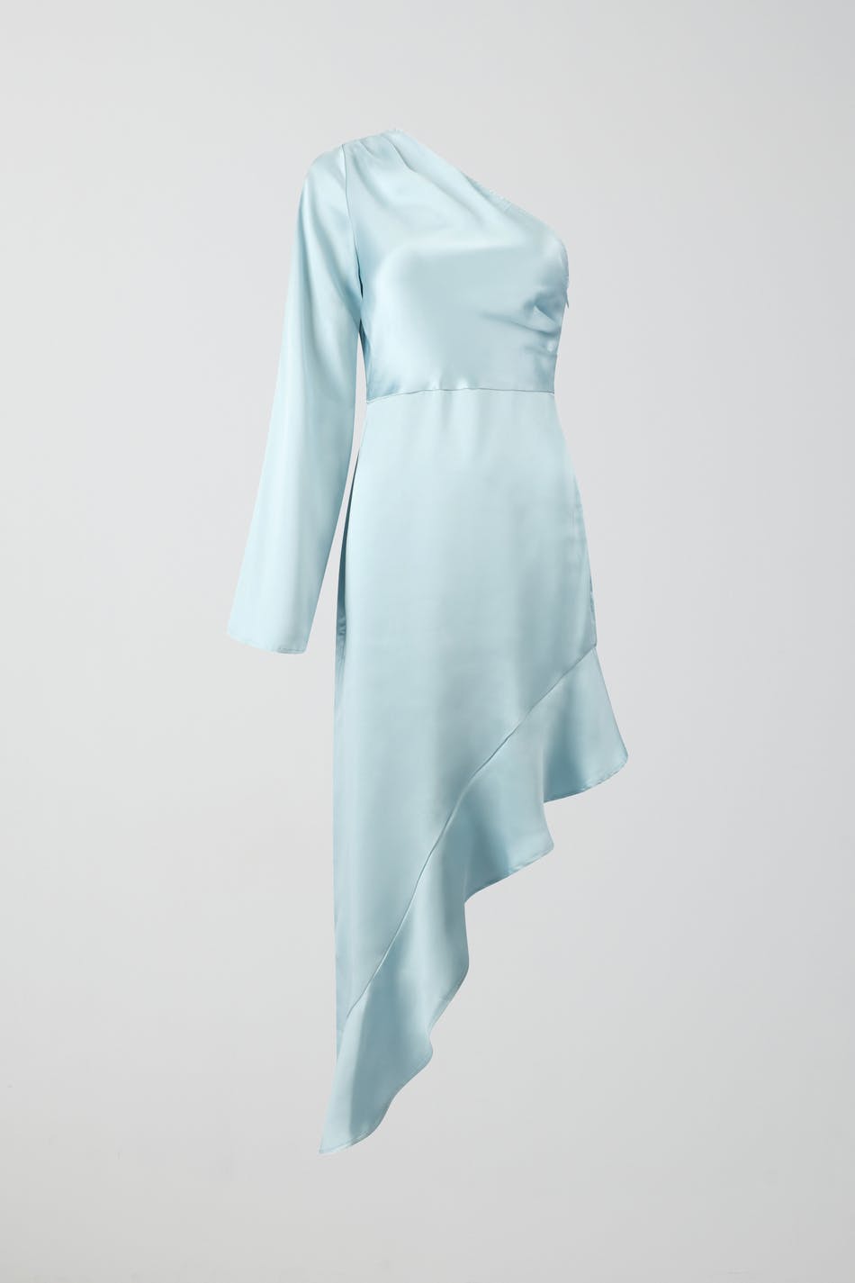 One shoulder frill slit dress