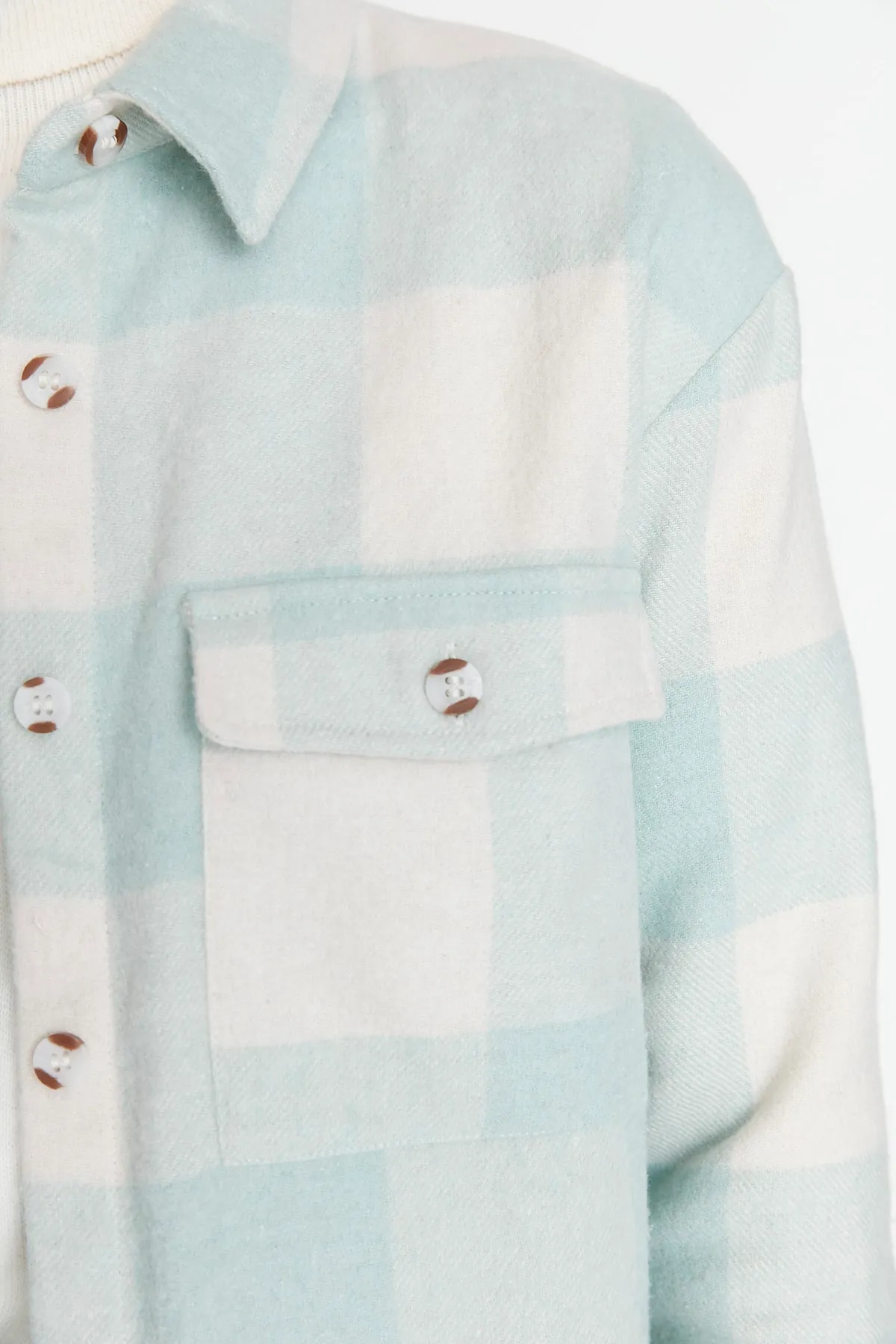 Trendyol Modest  Mintgrünes, kariertes, gemustertes, gewebtes Holzfäller-Winterhemd TCTAW23TG00004