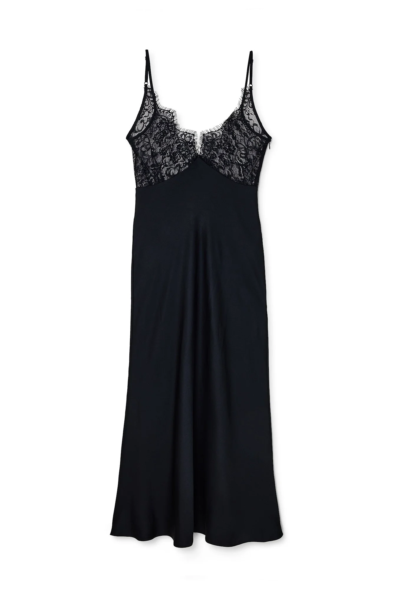 Midikleid aus Satin mit Spitzeneinsatz