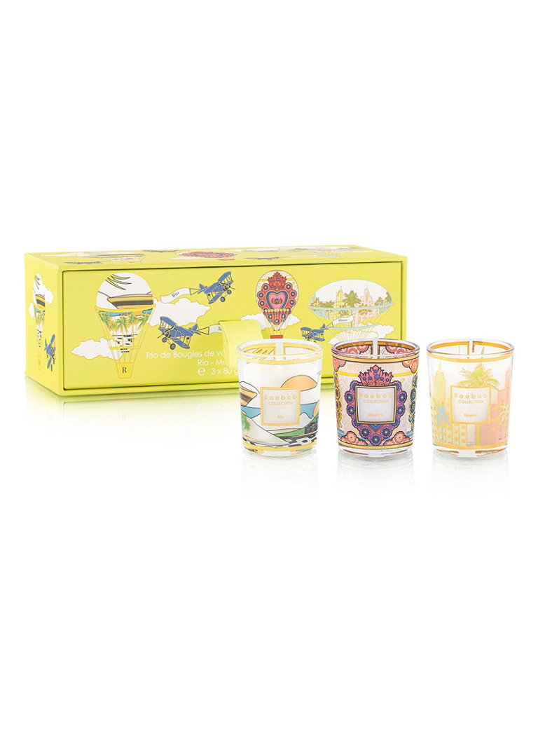 Coffret de 3 bougies parfumées de voyage Baobab Collection Trio