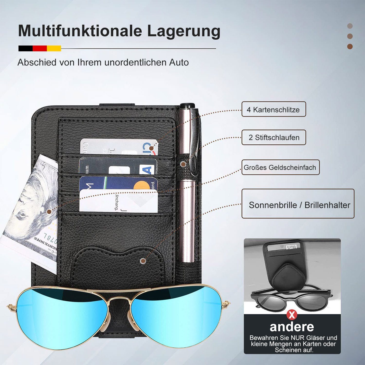 MAGICSHE Brillenetui Auto Aufbewahrung, Sonnenbrillenhalter Brillenhalter 1 PC