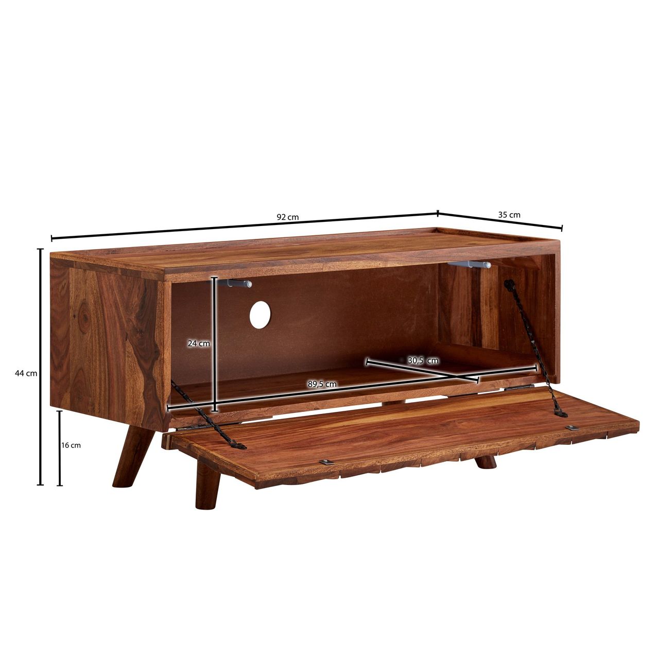 Skyport WOHNLING TV Schrank 92x44x35 cm Holz Lowboard Fernsehkommode Fernsehschrank