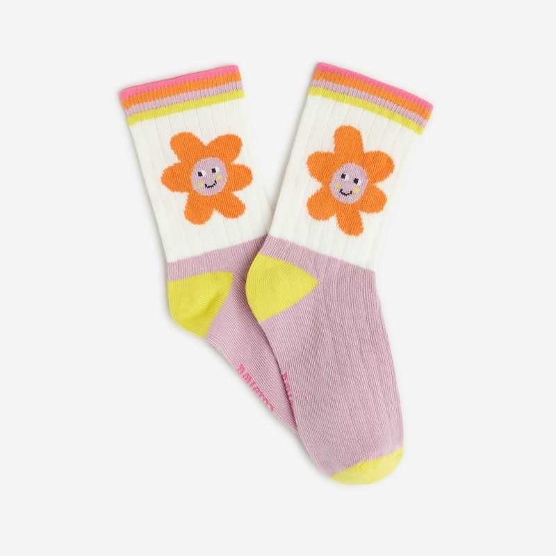 Chaussettes à fleurs bébé fille blanches cassé Catimini