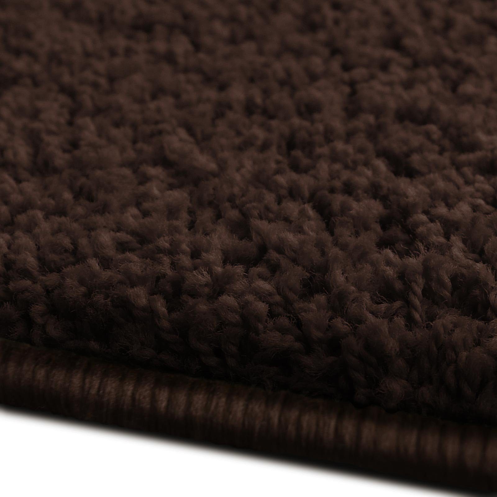 Hochflor-Bettumrandung Barcelona Dunkelbraun, 3 Größen, Teppichläufer, ideal im Schlafzimmer Floordirekt, Höhe 22 mm, (3-tlg), Shaggy