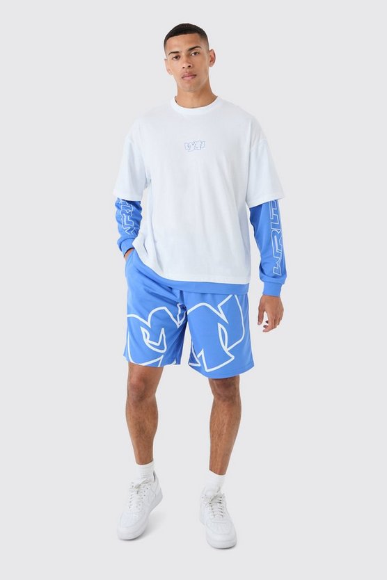 Oversize T-Shirt und Mesh-Shorts