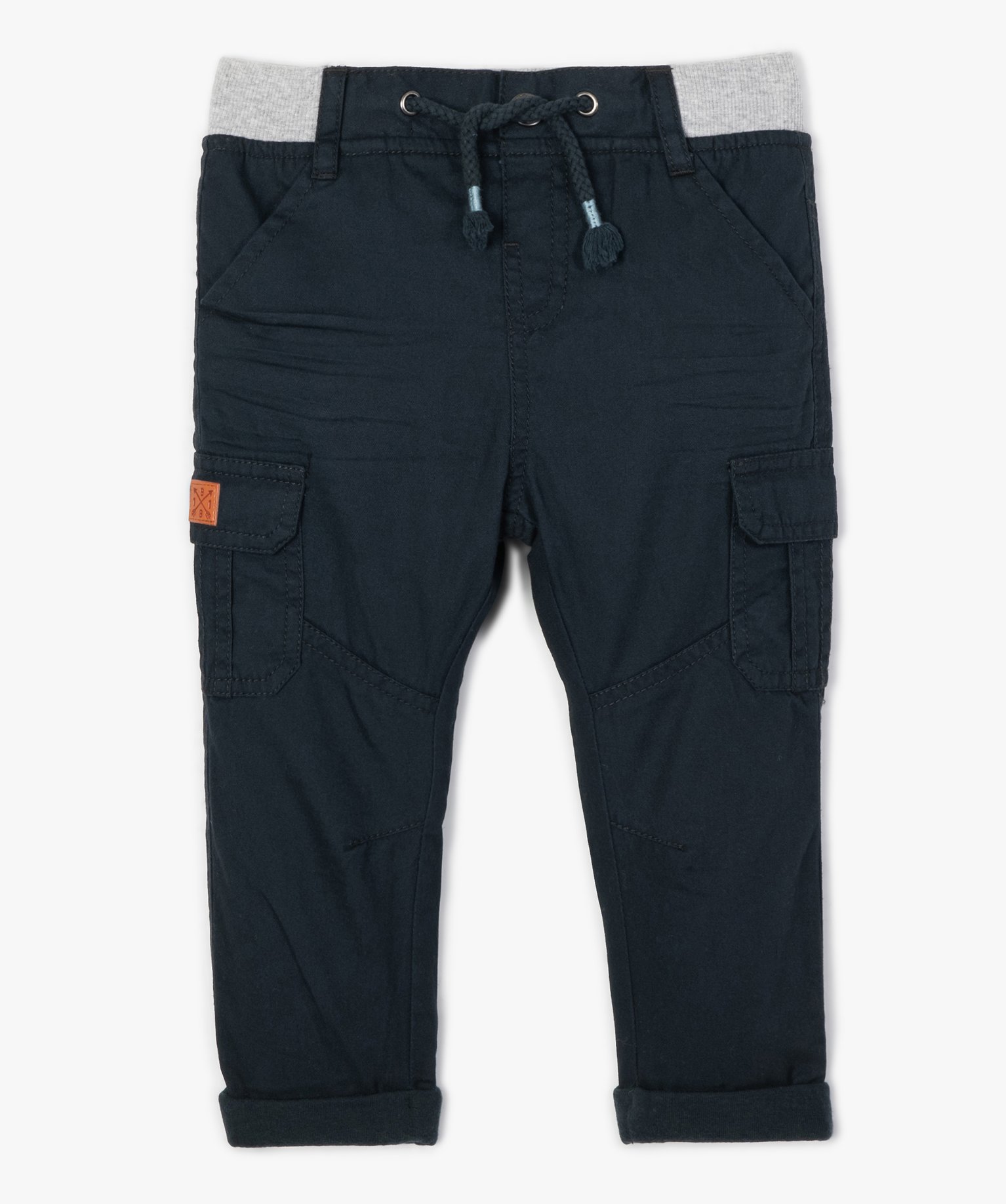 Pantalon coupe cargo doublé avec taille élastique bébé g... marine | GEMO