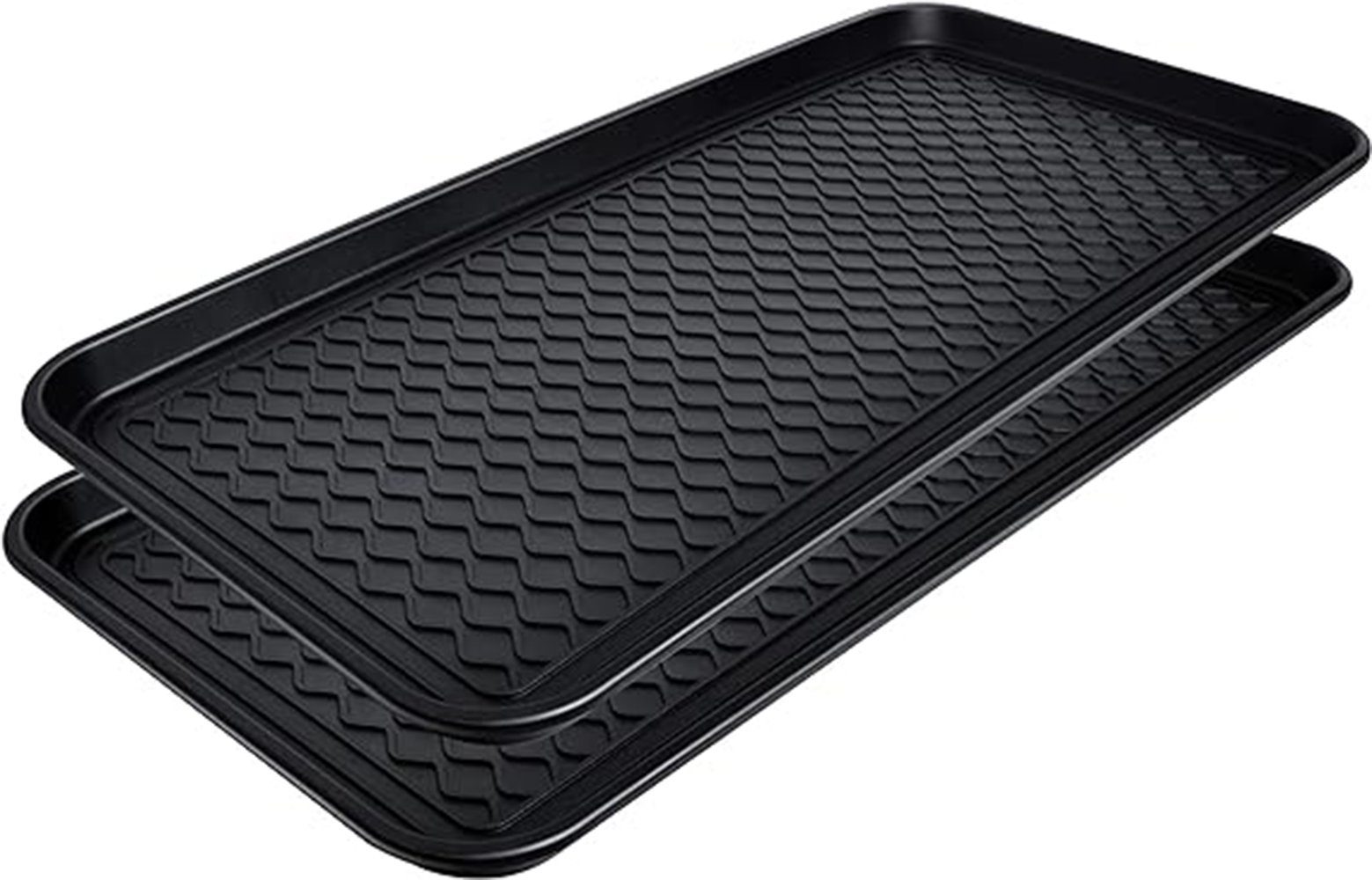 SCOHOME Schuhabtropfschale Schuhtablett Schuhabtropfschale (2-tlg., mit erhöhtem Rand 3.1 x 60 x 40 cm, schwarz), Schuhablage Schuhwanne Schuhbrett Schuhmatte