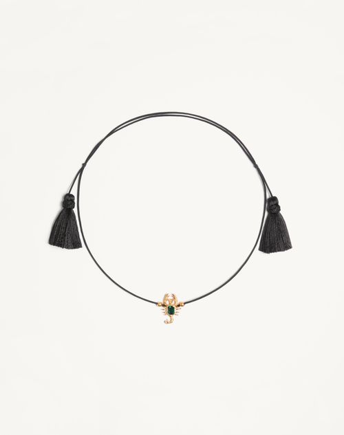 Accessoire de cheveux et collier Gardienne en métal, cristal et pompon de corde