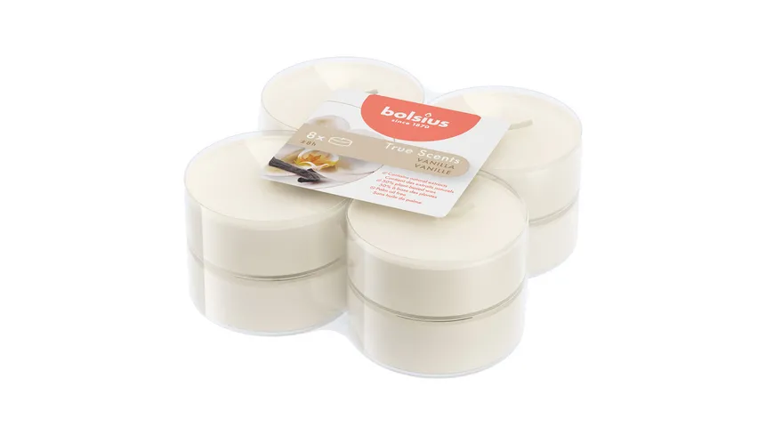 bolsius Maxi-Teelichte True Scents 8h 8er Pack Vanille Vanille
