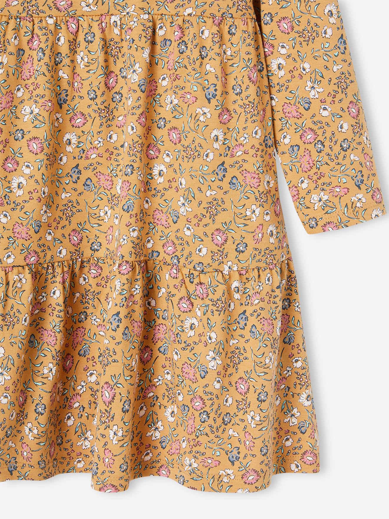 Ensemble robe et cardigan à volants fille caramel