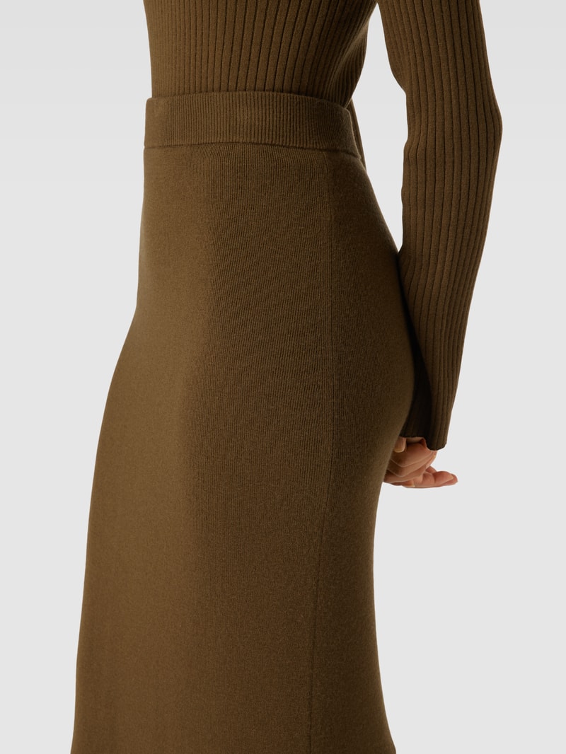 Maxirock aus Schurwoll-Mix in khaki