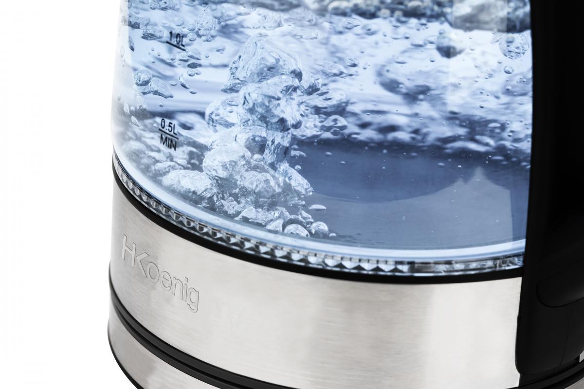H.Koenig Wasserkocher aus Glas und LED-Beleuchtung, 1,7 Liter