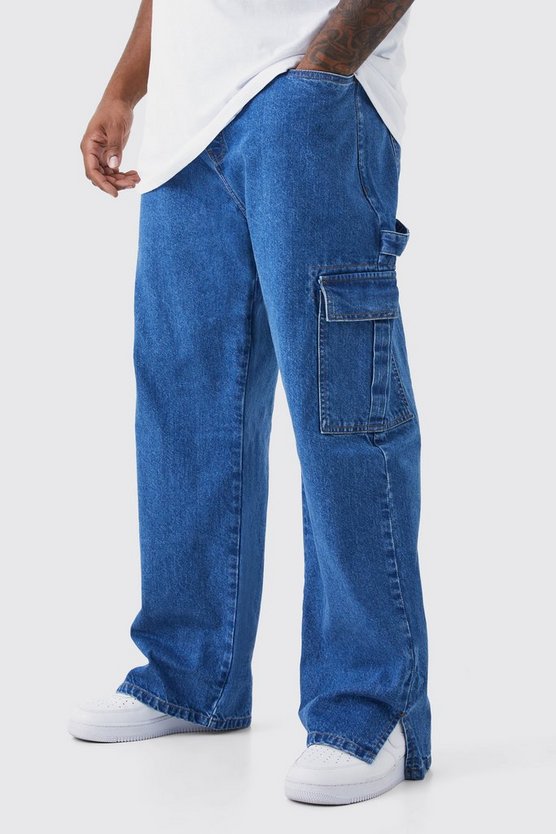 Plus lockere Jeans mit geteiltem Saum