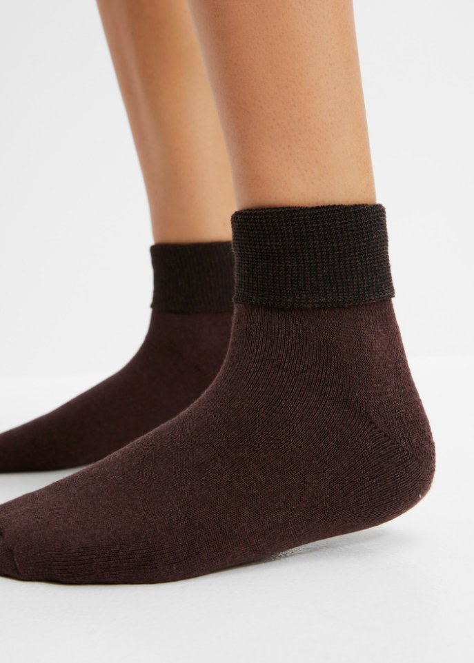 Thermo Halbsocken mit Umschlagbündchen und Innenfrottee (3er Pack)