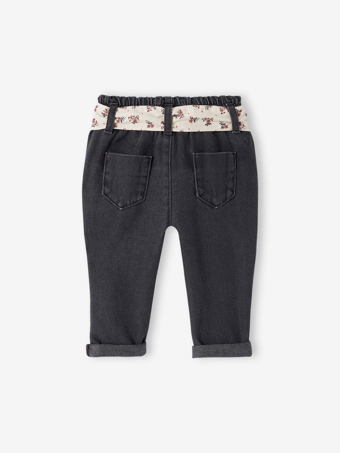 Jean avec ceinture en tissu bébé denim brut