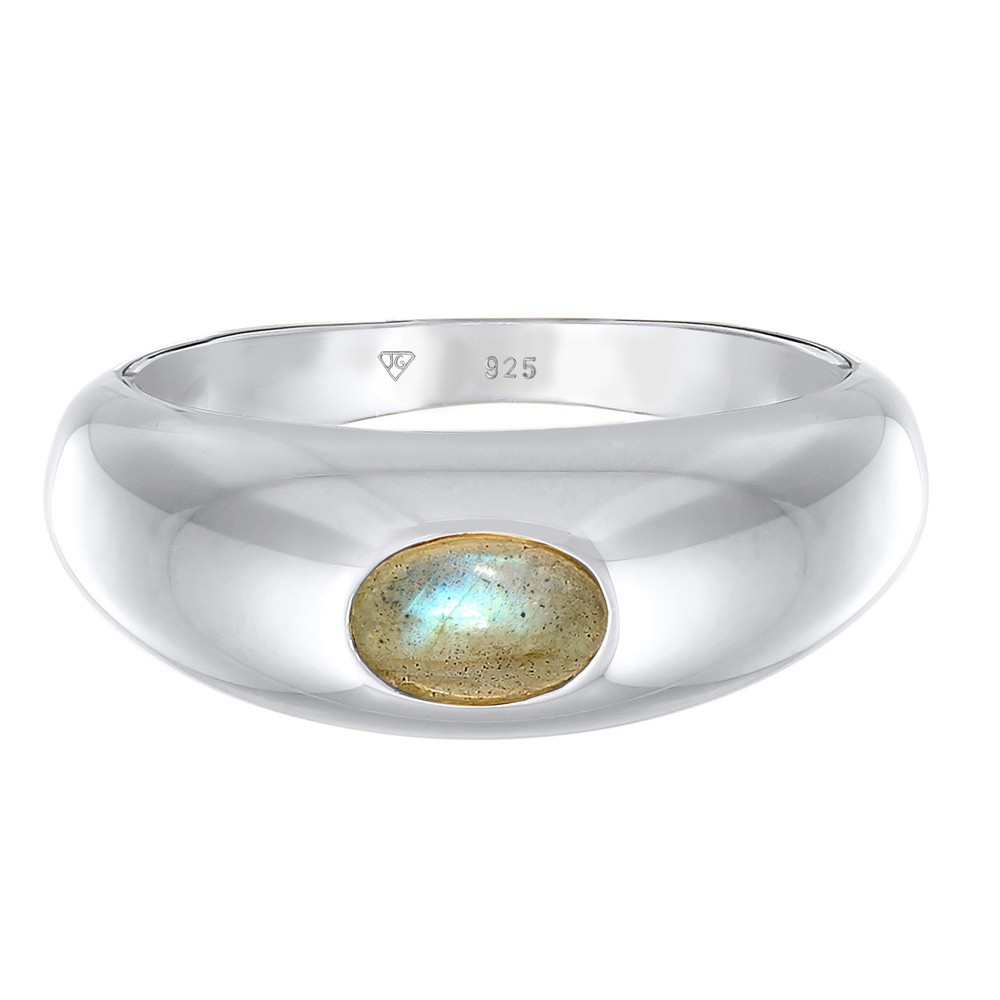 Elli PREMIUM Elli PREMIUM Bague Solitaire Femme Simple avec pierre précieuse Labradorite en ar Bague