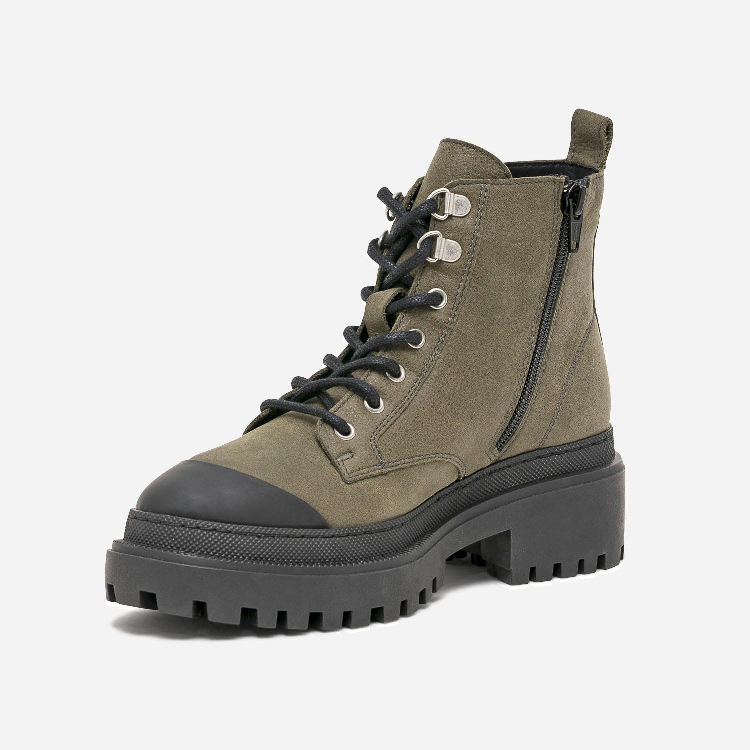 Boots à lacet TEXTO kaki à semelle crantée