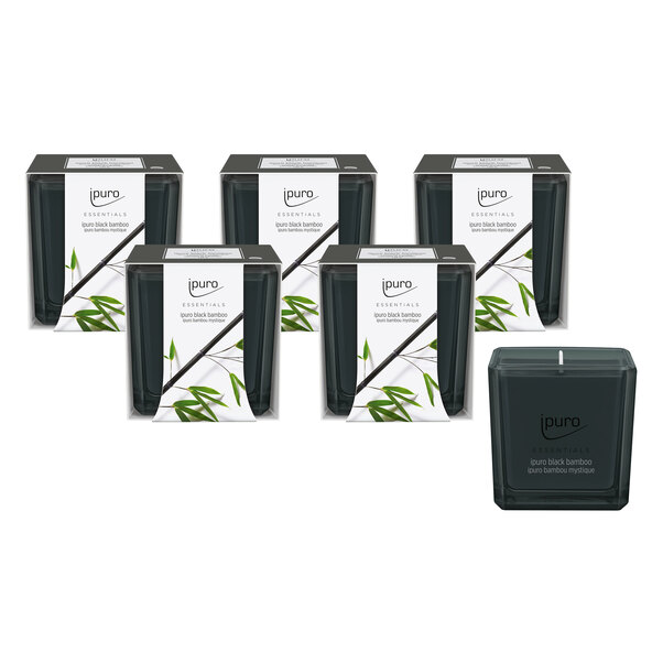 Duftkerze ESSENTIALS black bamboo, 6er Set