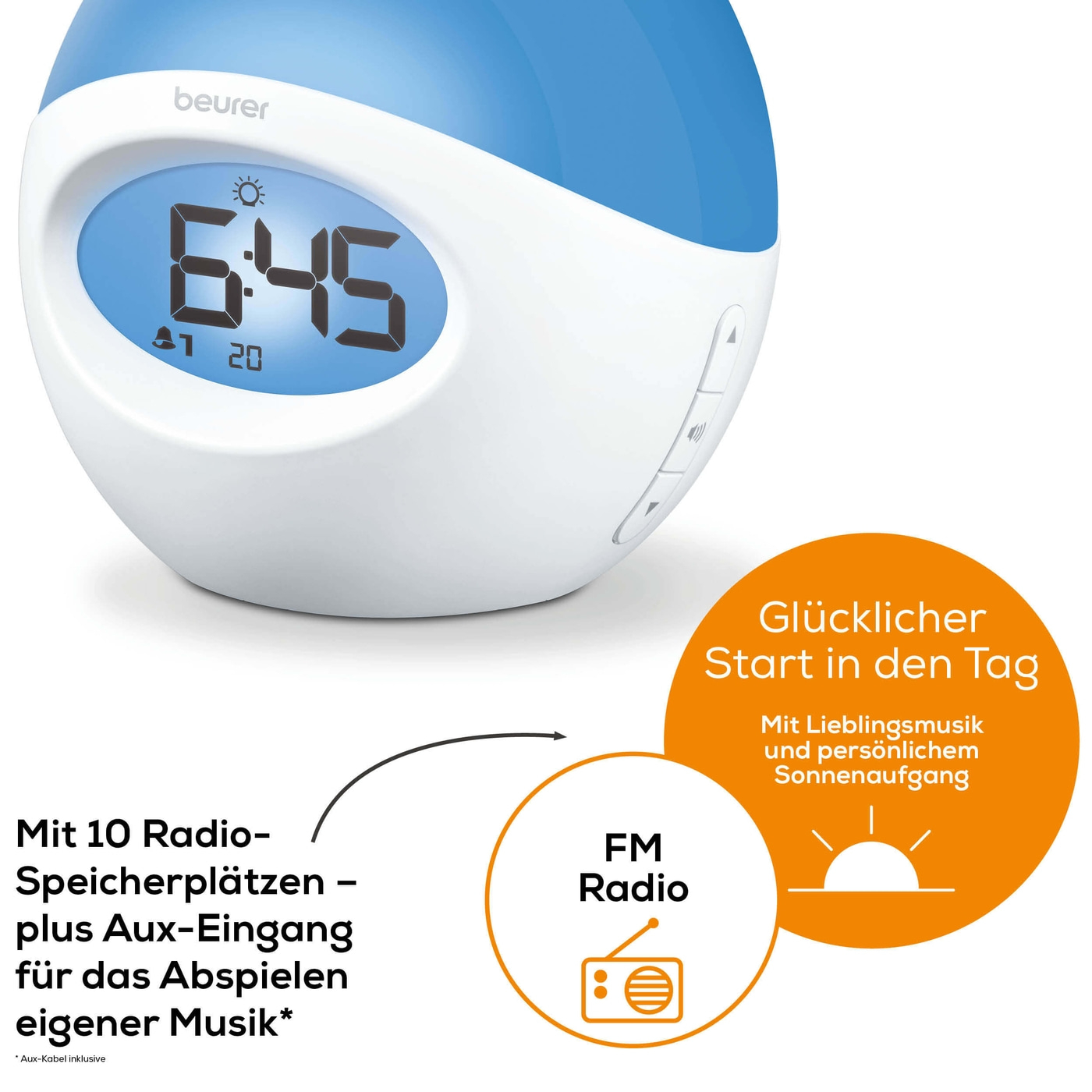 Beurer Lichtwecker WL 32-Lichtwecker für das Aufwachen mit heller werdendem Licht & finalem Weckton