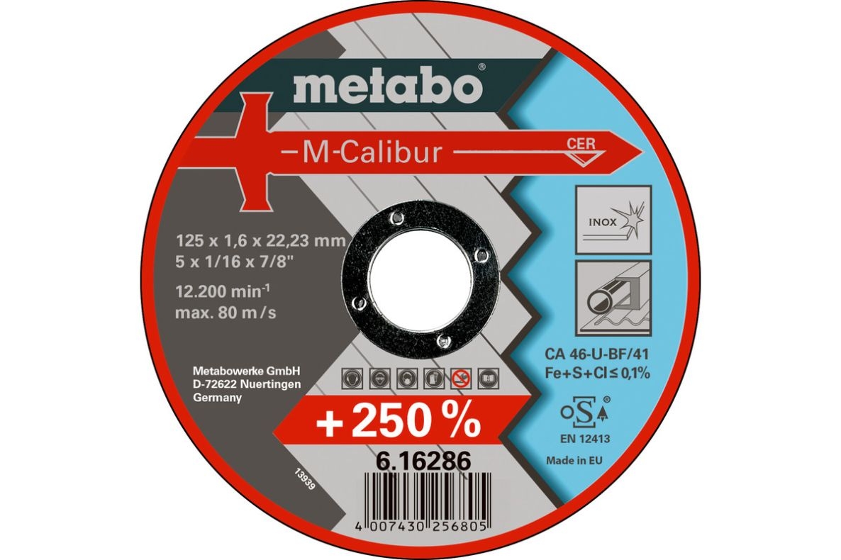 Accessori Metabo 616286000 Disco da taglio M-Calibur Ø 125x1,6x22,23 mm