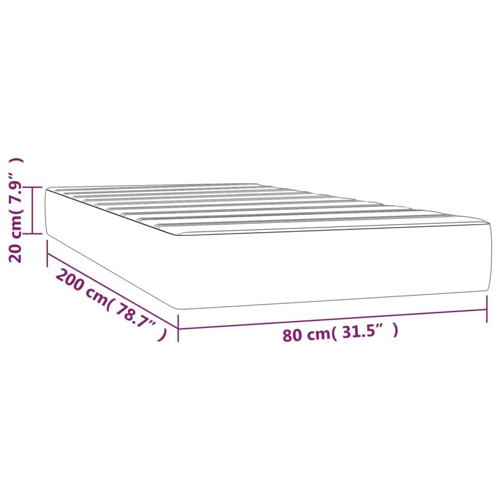 Boxspringmatratze Taschenfederkernmatratze Grau 80x200x20 cm Kunstleder, vidaXL, 20 cm hoch