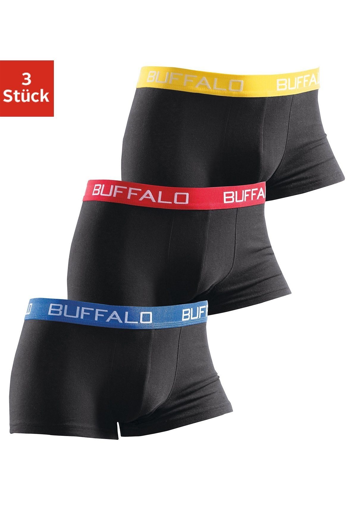 Buffalo Boxer (Packung, 3-St) für Jungen mit kontrastfarbenem Bündchen