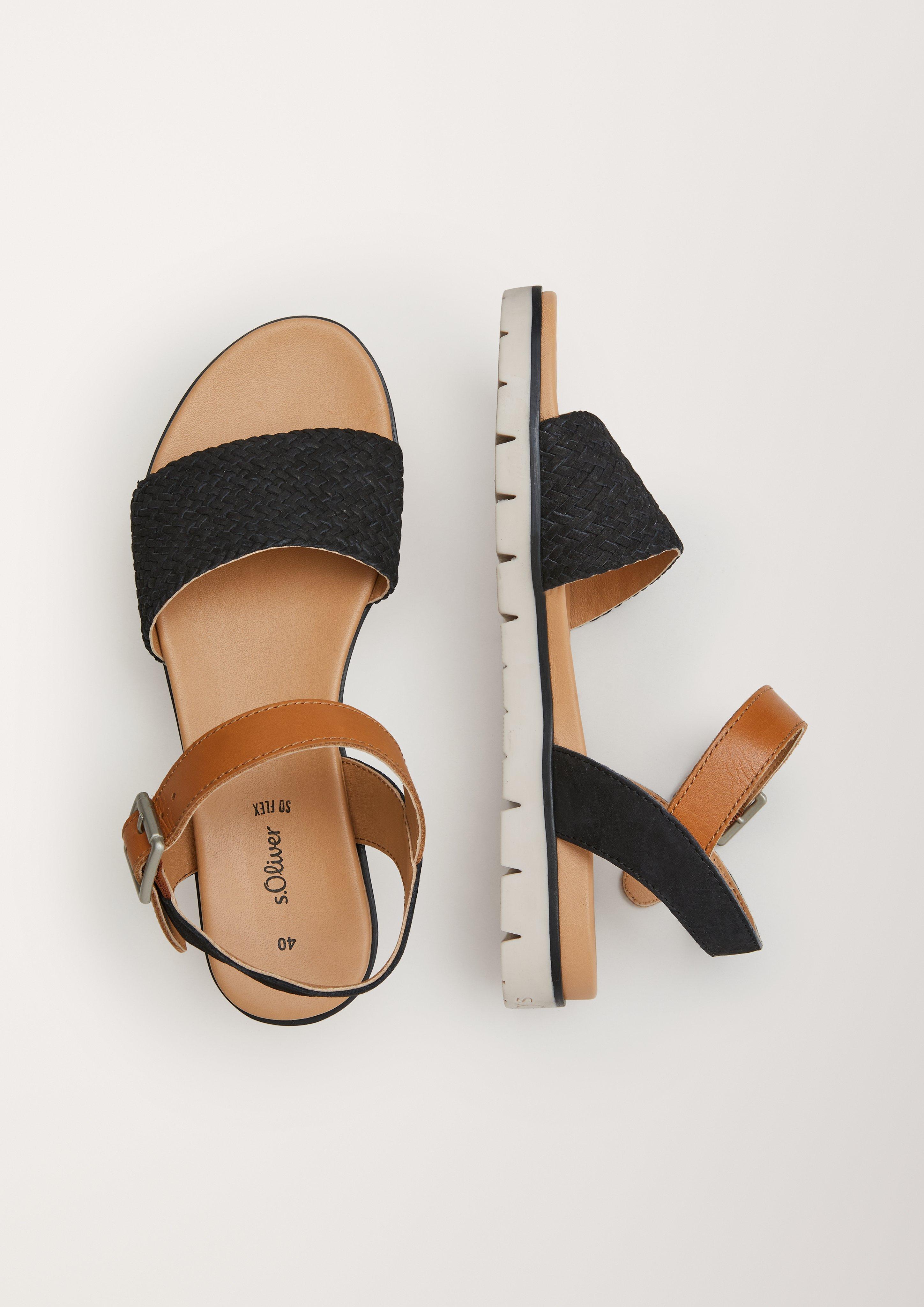 Ledersandalen mit Flecht-Details  6005773-001