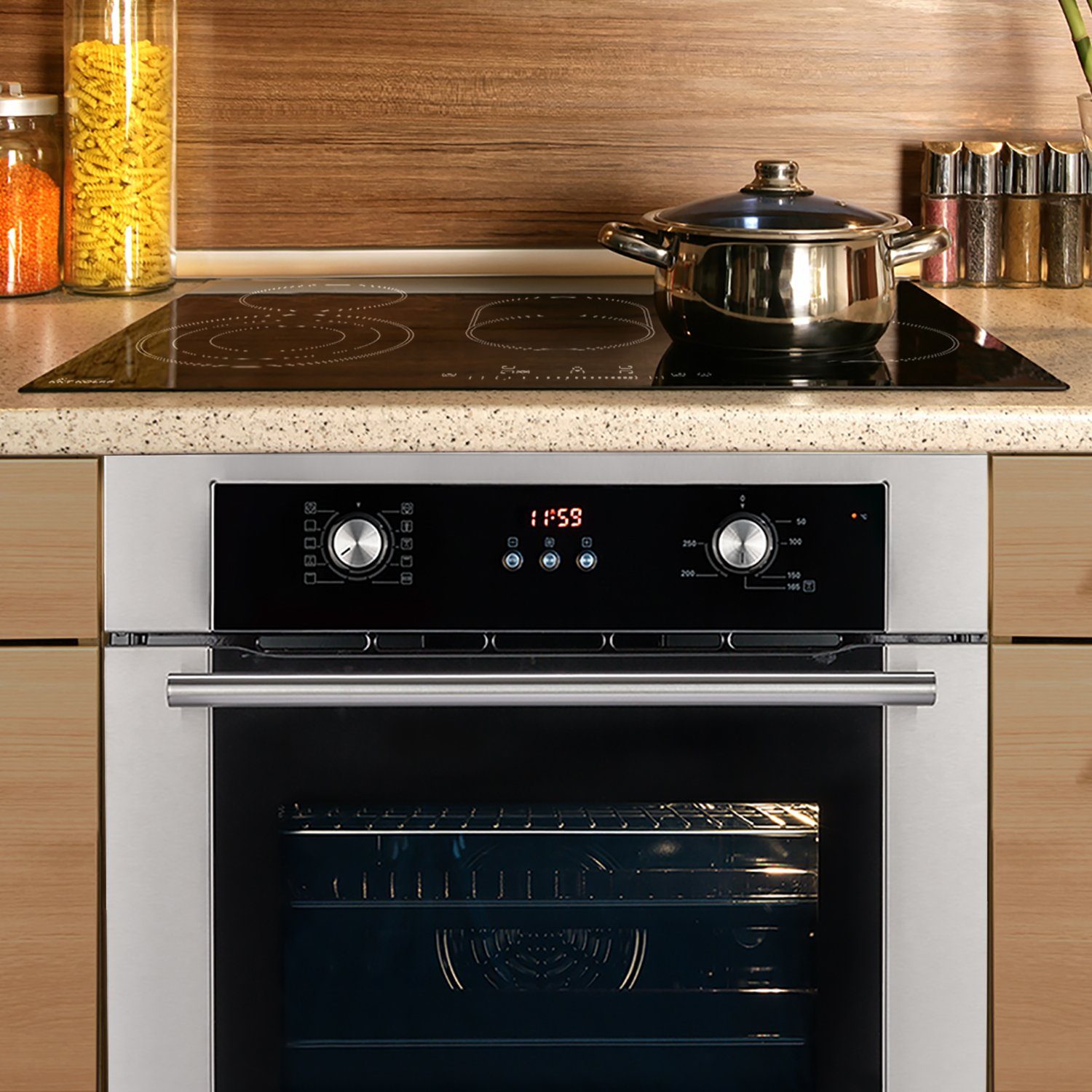 KKT KOLBE Backofen-Set KKT KOLBE Backofen und Kochfeld SET8810_77RL, mit siehe Bilder/Beschreibung, 60cm Einbau-Backofen BO8810SS + 77cm Glaskeramik-Kochfeld KF7705RL / Heißluft / Grill-/Bratsystem / Automatik-Timer / Teleskopauszüge / Dreifach-Zone