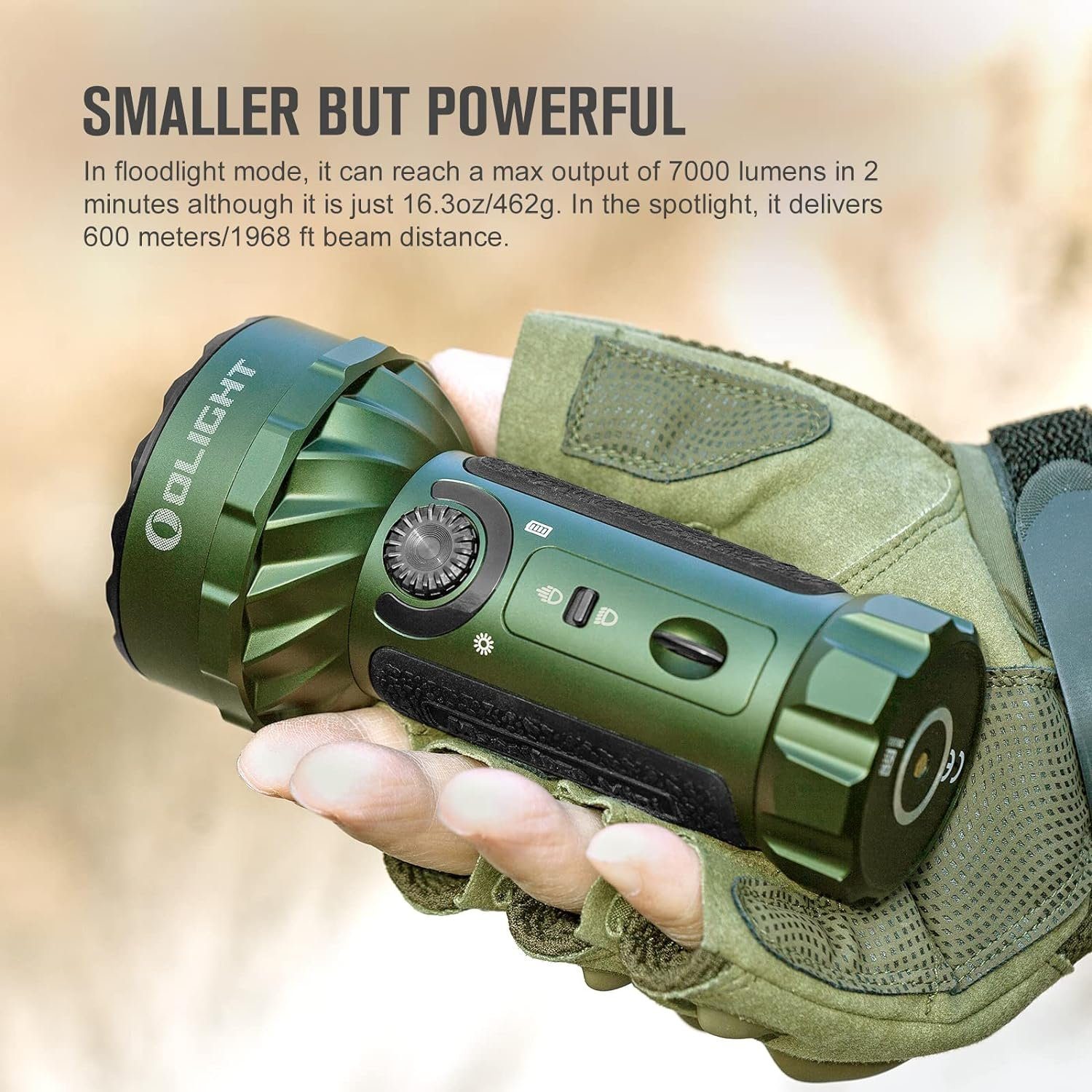 OLIGHT LED Taschenlampe Olight Marauder Mini Leistungsstarke Taschenlampe, 7000 Lumen 600 Meter, Wiederaufladbar, mit Strahler und Flutlich