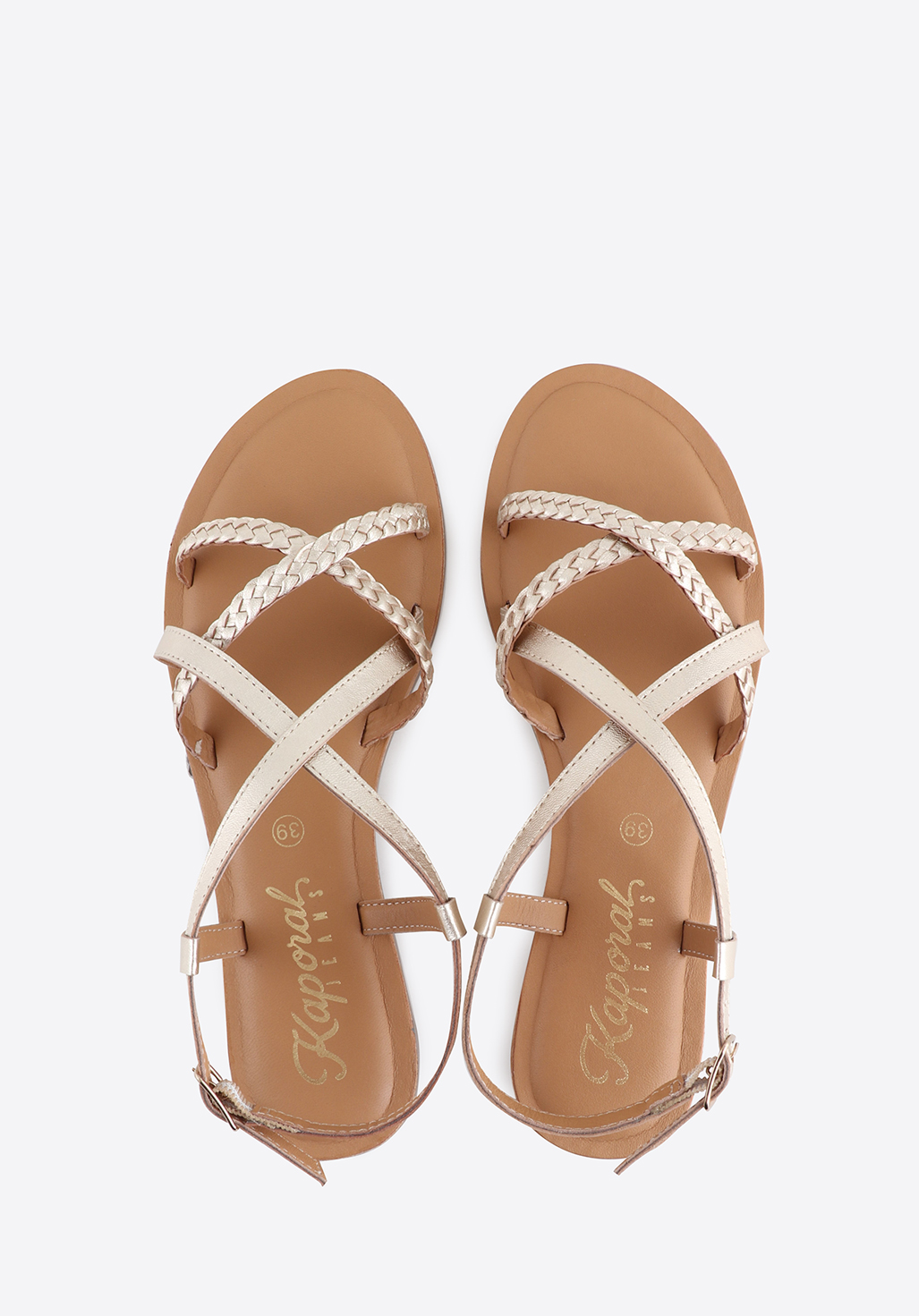 CAROL  Sandales en cuir doré femme