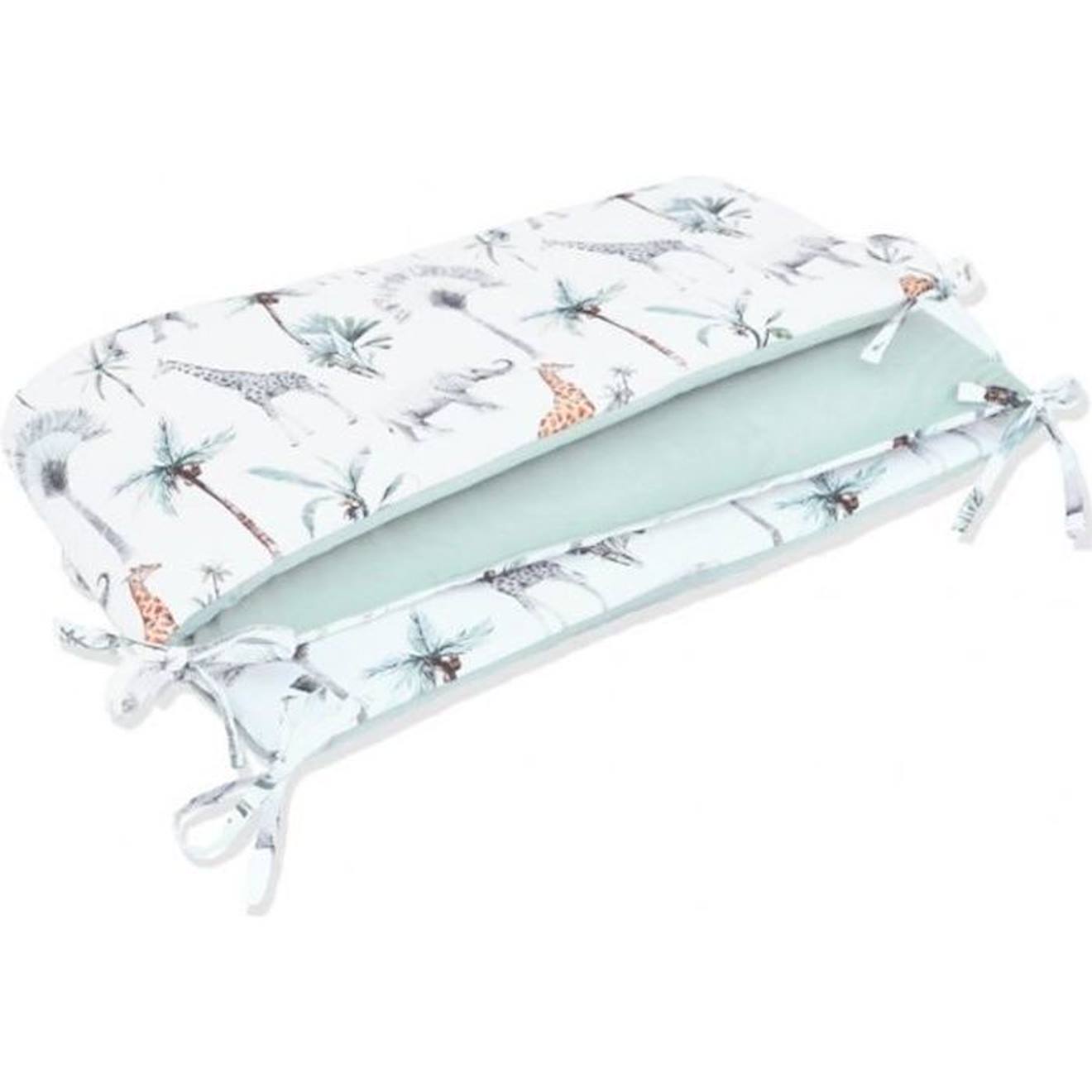 Tour de lit universel et réversible, SAFARI Multicolore Pour lit bébé de 60x120 ou 70x140 cm vert