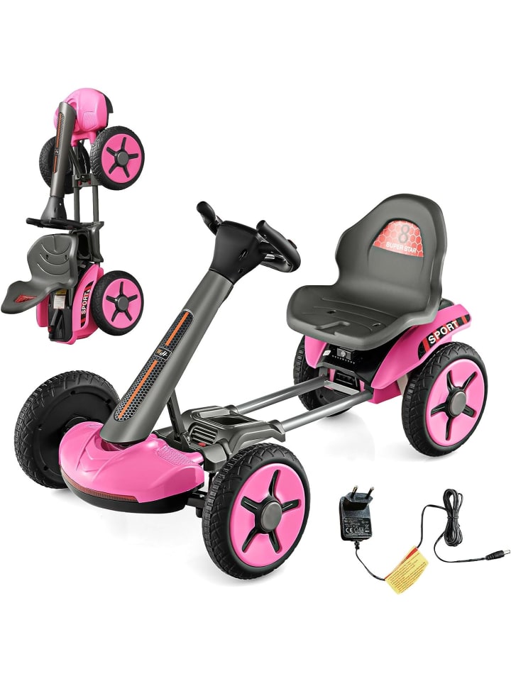 COSTWAY 12V Elektro Gokart LED ab 2 Jahre in Rosa günstig kaufen 50 x 85 cm