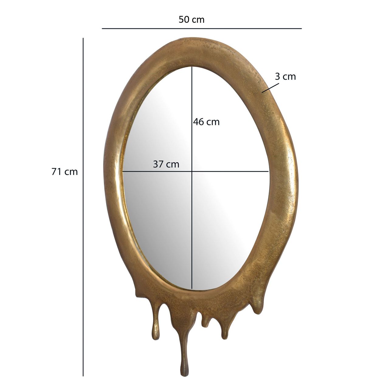 Wohnling Wandspiegel 50x71 cm Glas Gold