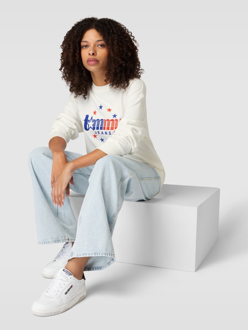Sweatshirt mit Label-Stitching in weiß