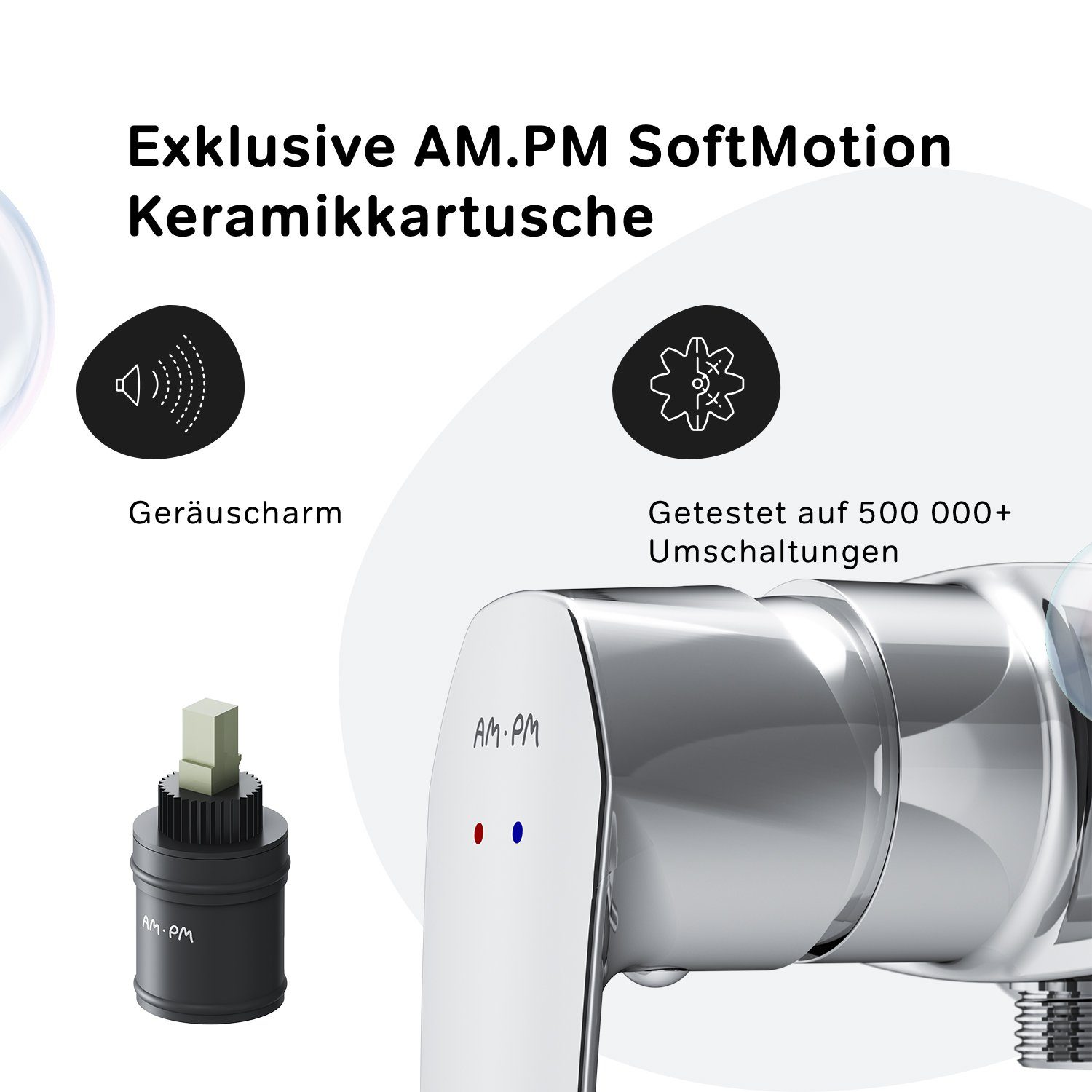 AM.PM Duscharmatur Gem Wassersparende, mit integrierte Rückflussverhinderer geräuscharm Keramikkartusche 35mm